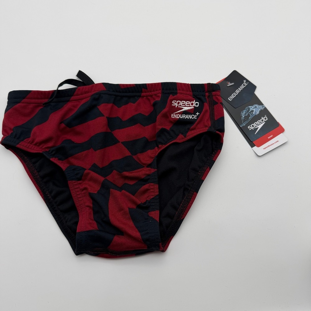 Speedo Vortex Maze Brief Mens/Youth Size 28 Endurance+ Swim Swimsuit Maroon Blk